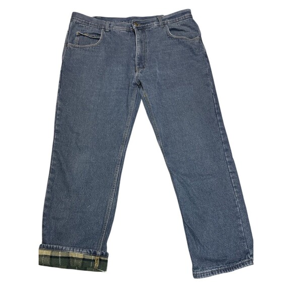 Key Flannel Lined Denim Work Jeans Straight Leg 38x30 Workwear Streetwear Winter - Picture 7 of 9